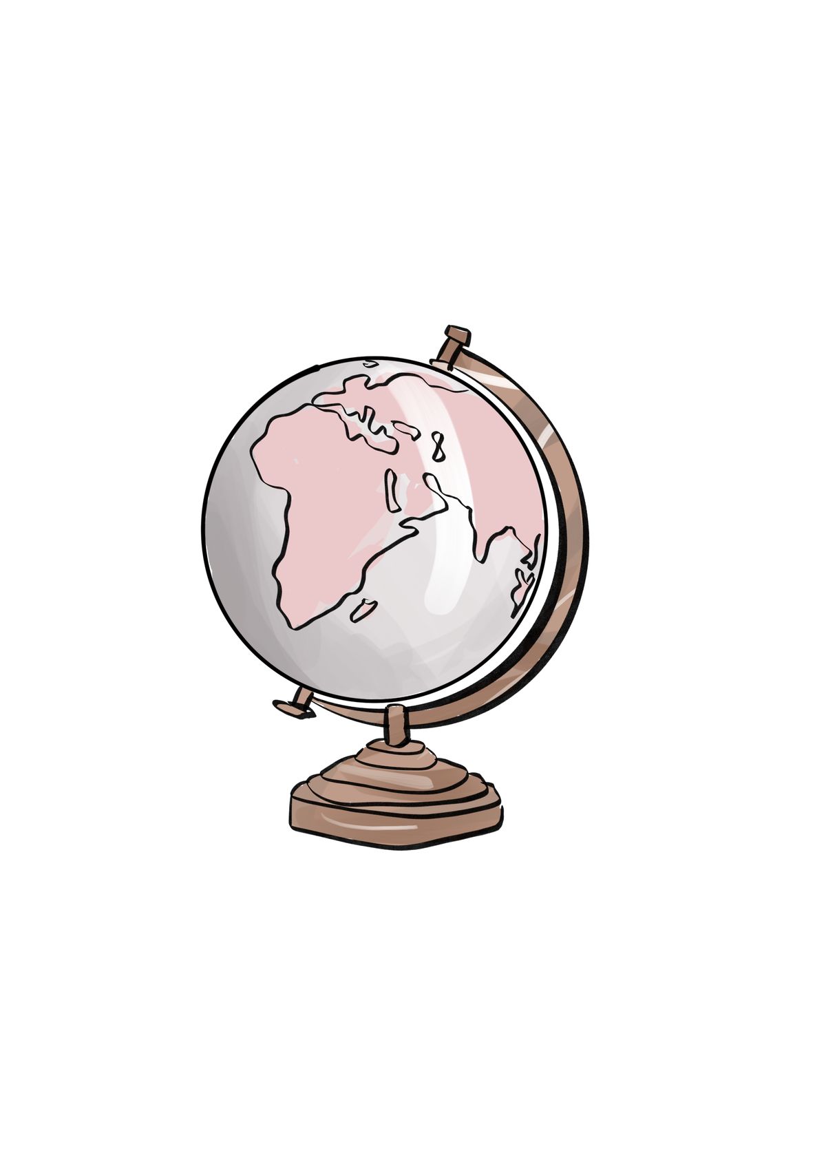 Illustrated pink globe on a wooden stand — Women In Law's growing national presence