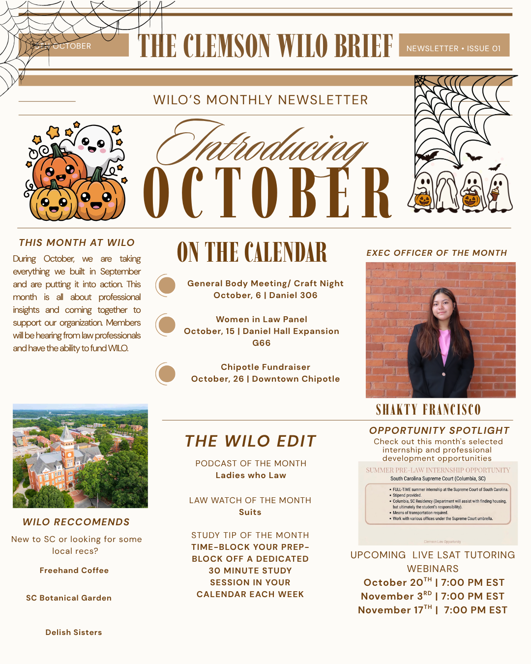 The Clemson WILO Brief — October 2026 newsletter for the Clemson University chapter